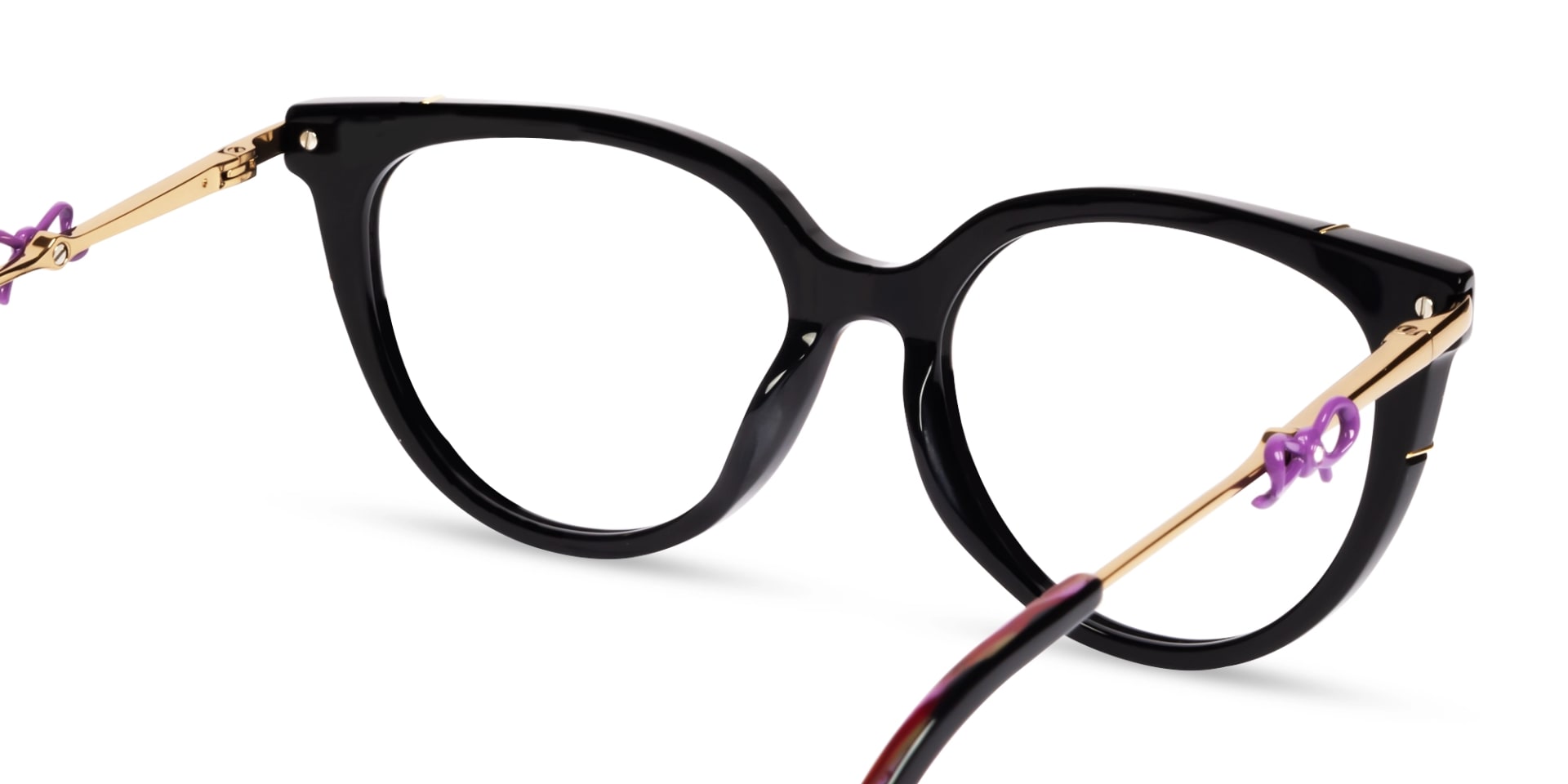 Purple & Gold Mosaic Cateye Fullrim Glasses