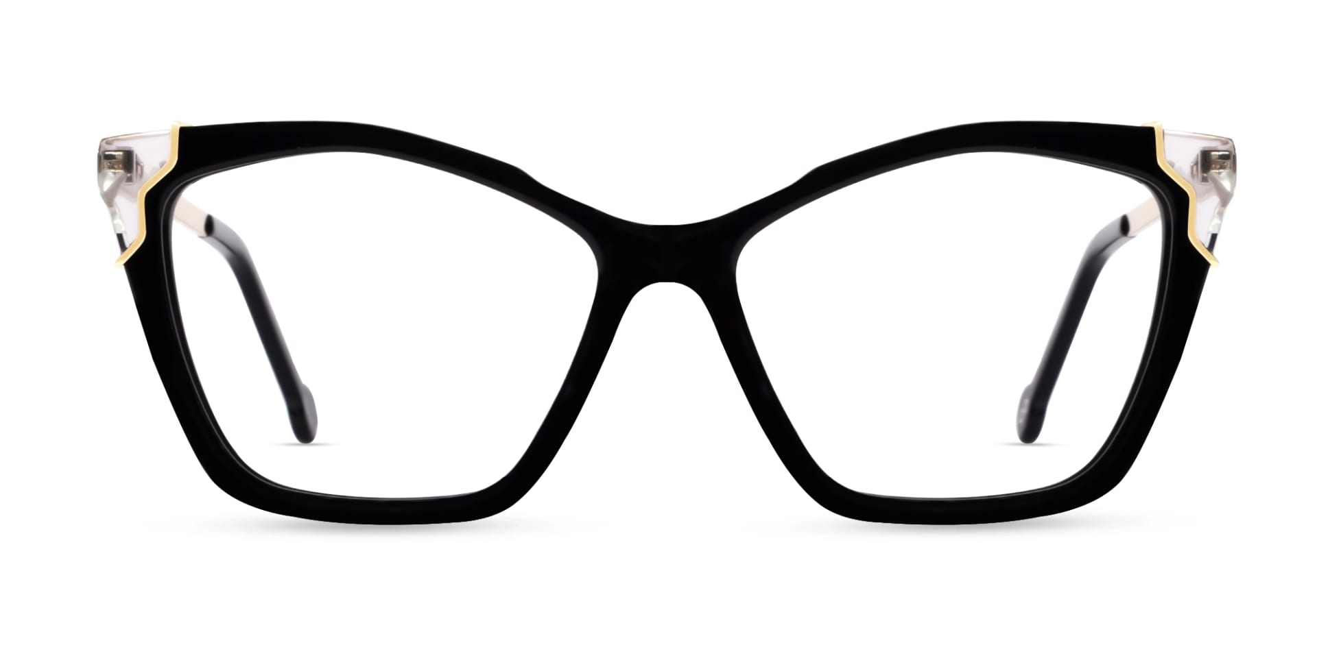 Cateye Black Fullrim Mixed Material Glasses