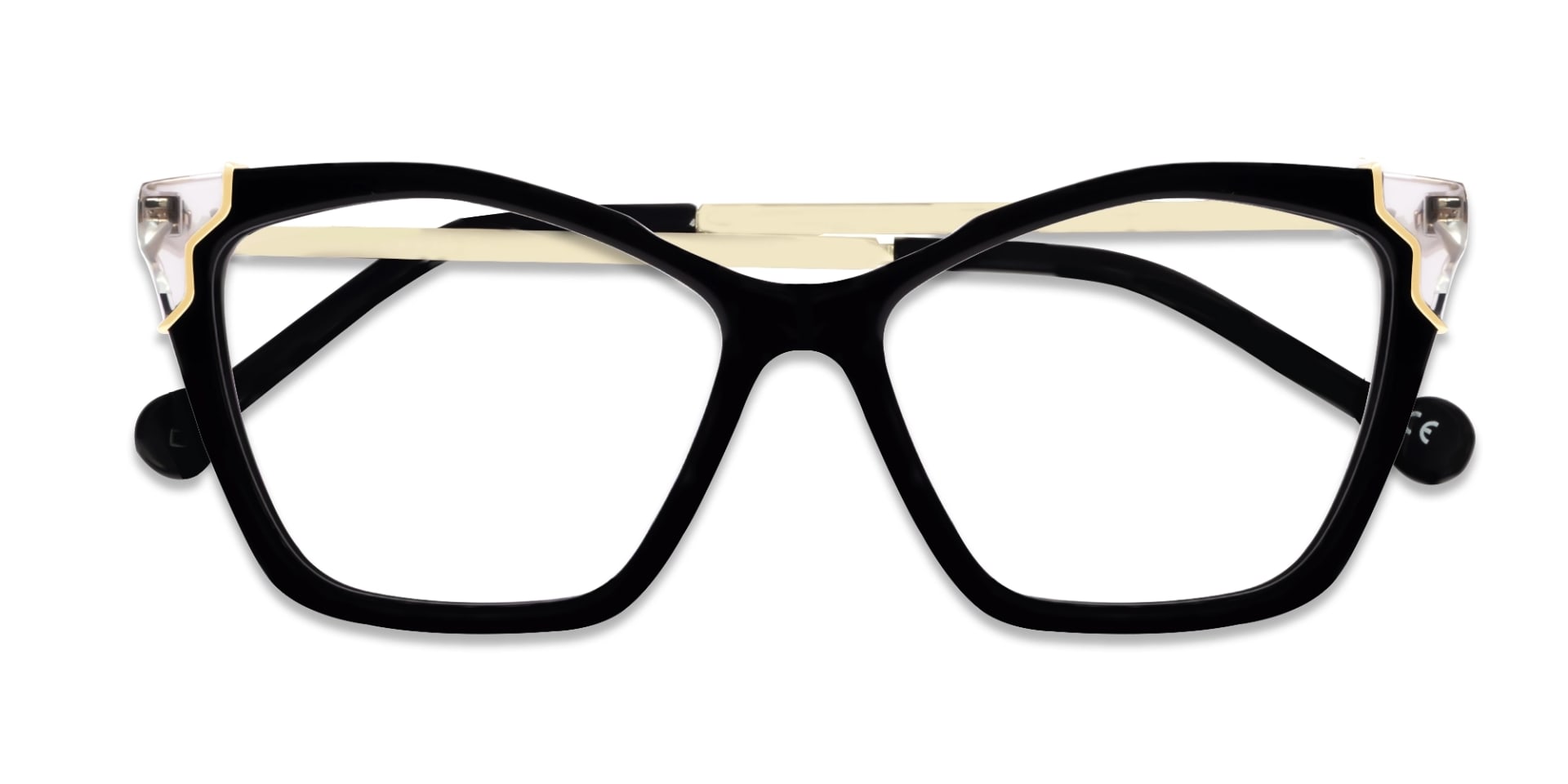 Cateye Black Fullrim Mixed Material Glasses