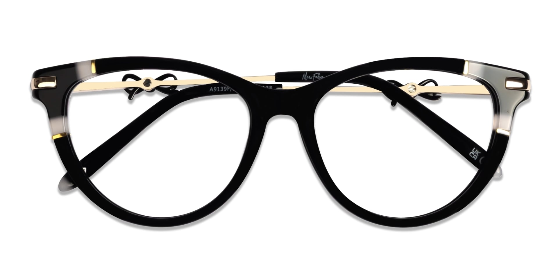 Black Cateye Fullrim Mixed Material Glasses