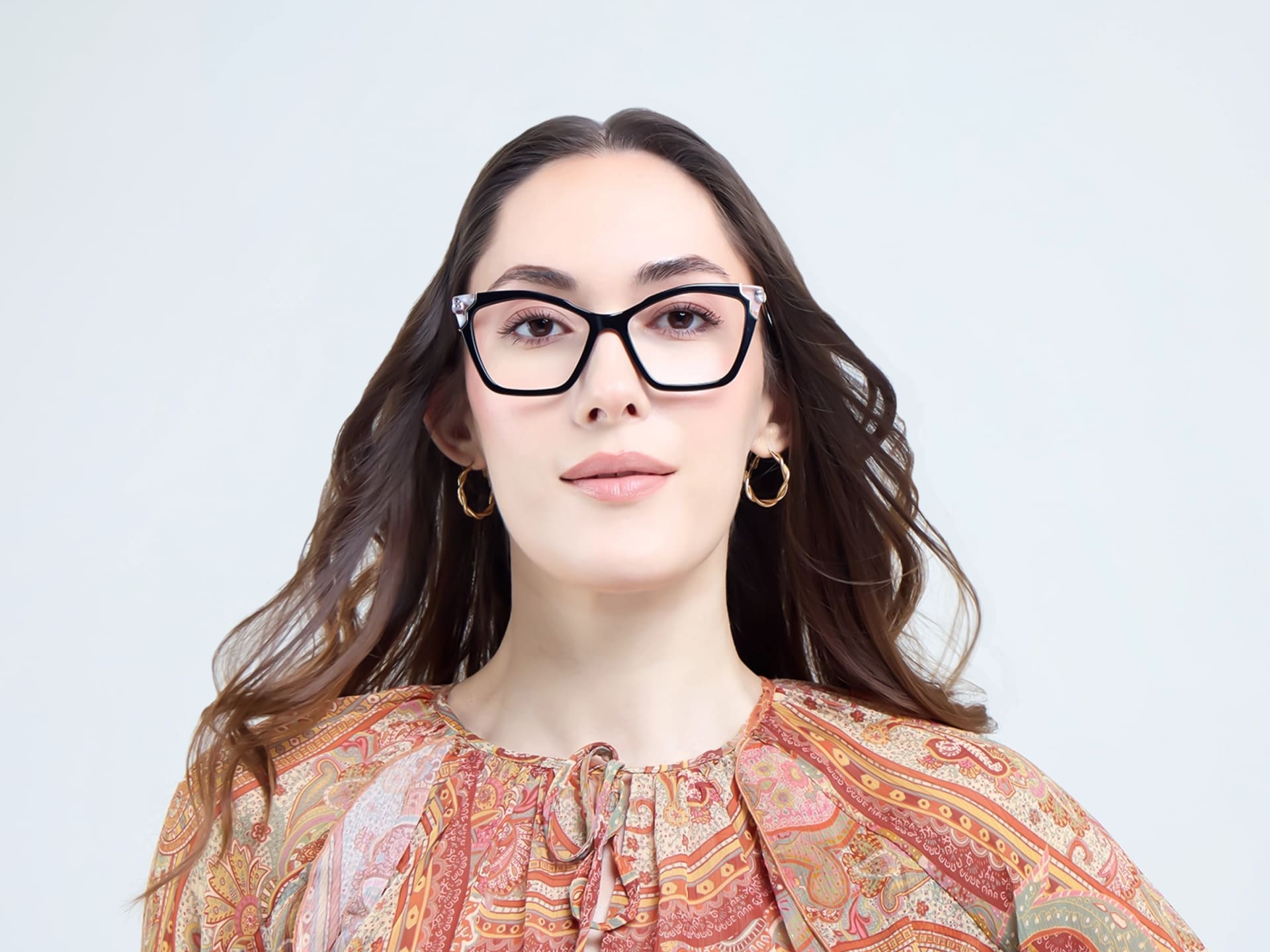 Cateye Black Fullrim Mixed Material Glasses