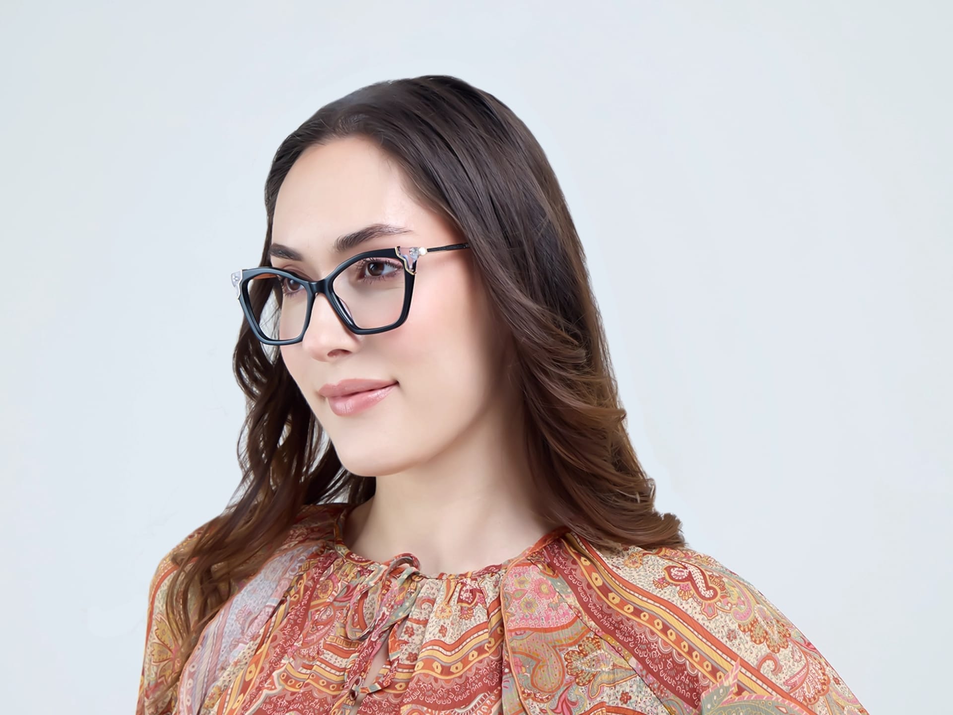 Cateye Black Fullrim Mixed Material Glasses