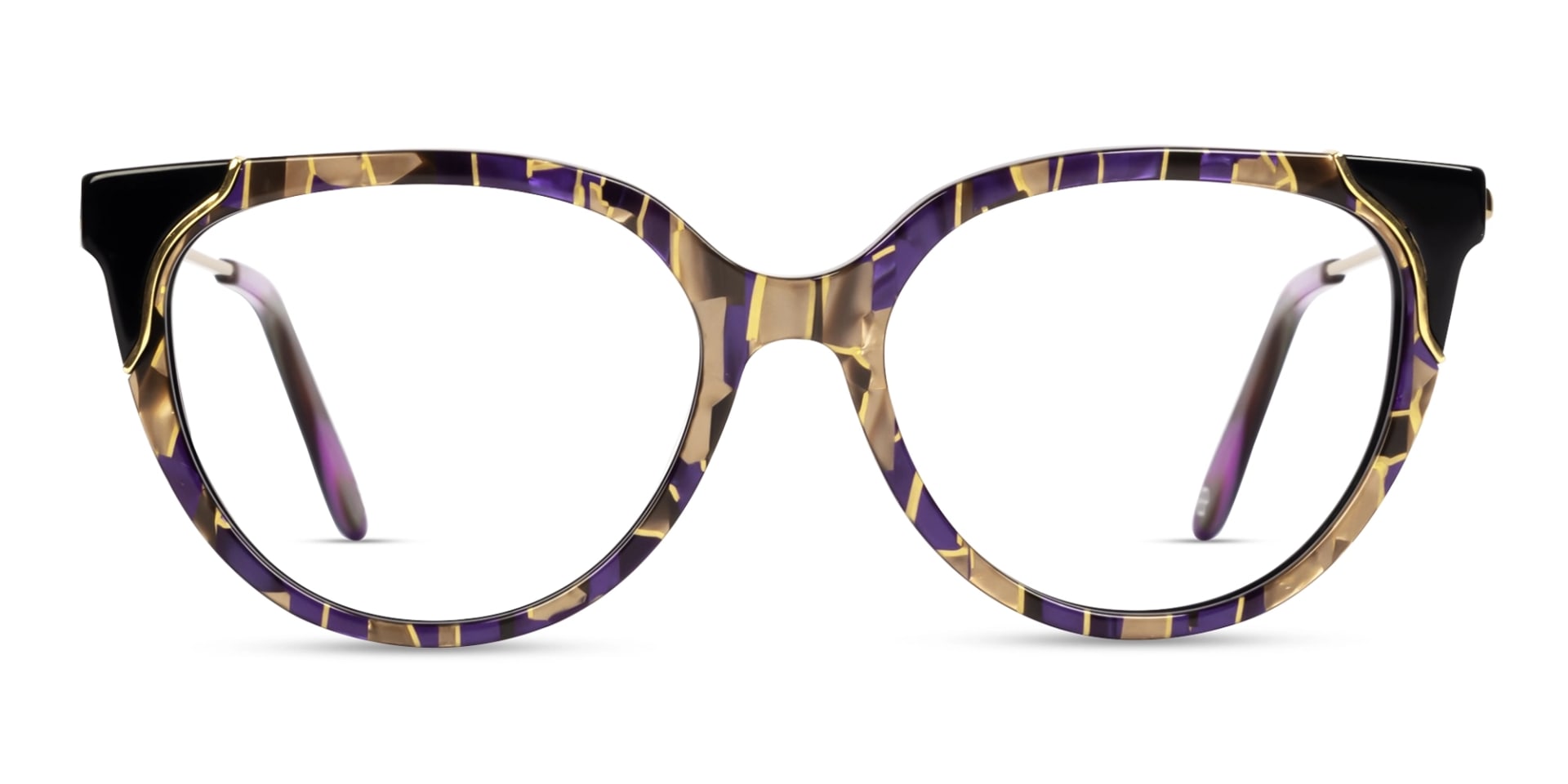 Purple & Gold Mosaic Cateye Fullrim Glasses