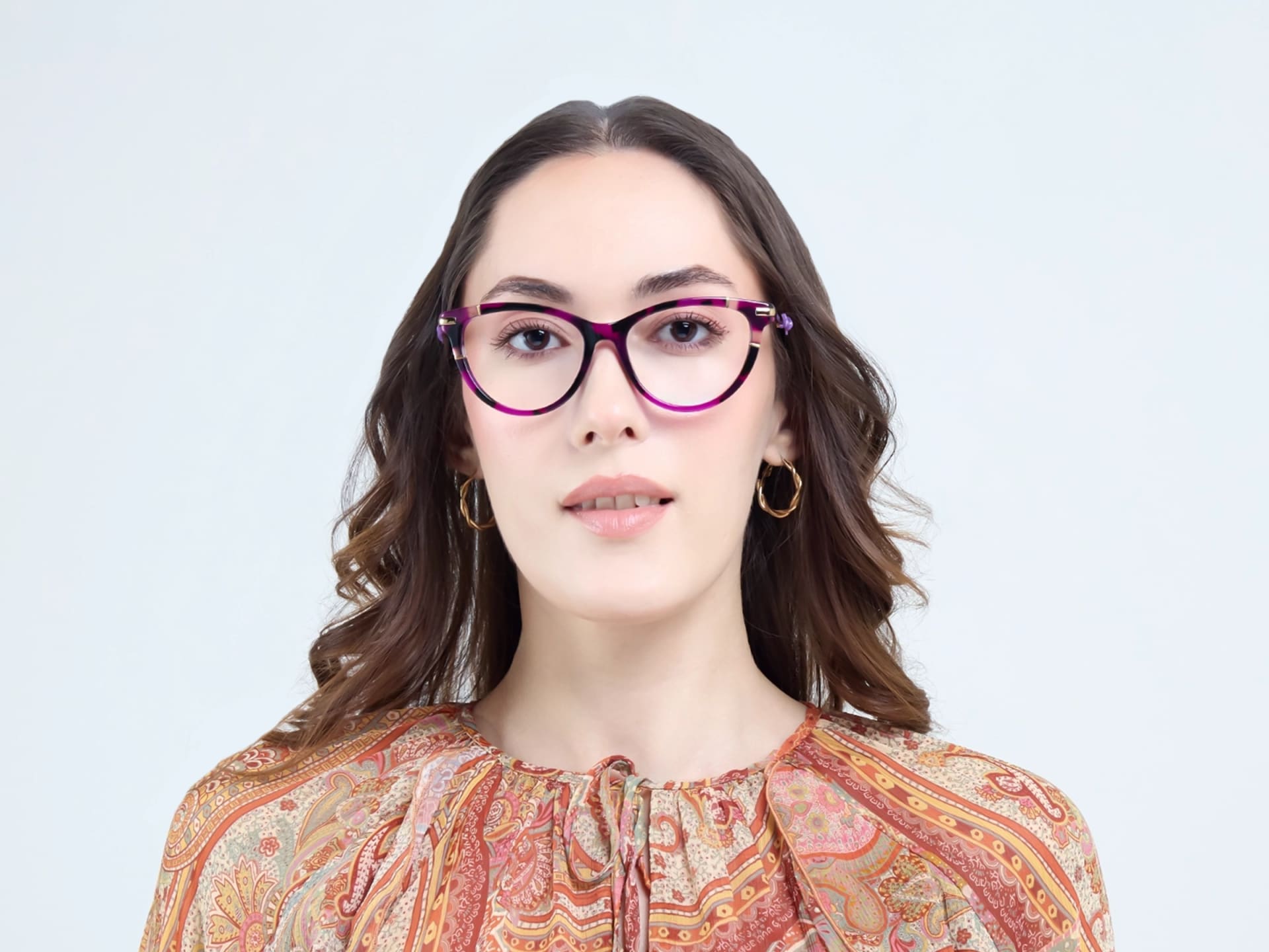Purple Tortoise Fullrim Mixed Material Glasses