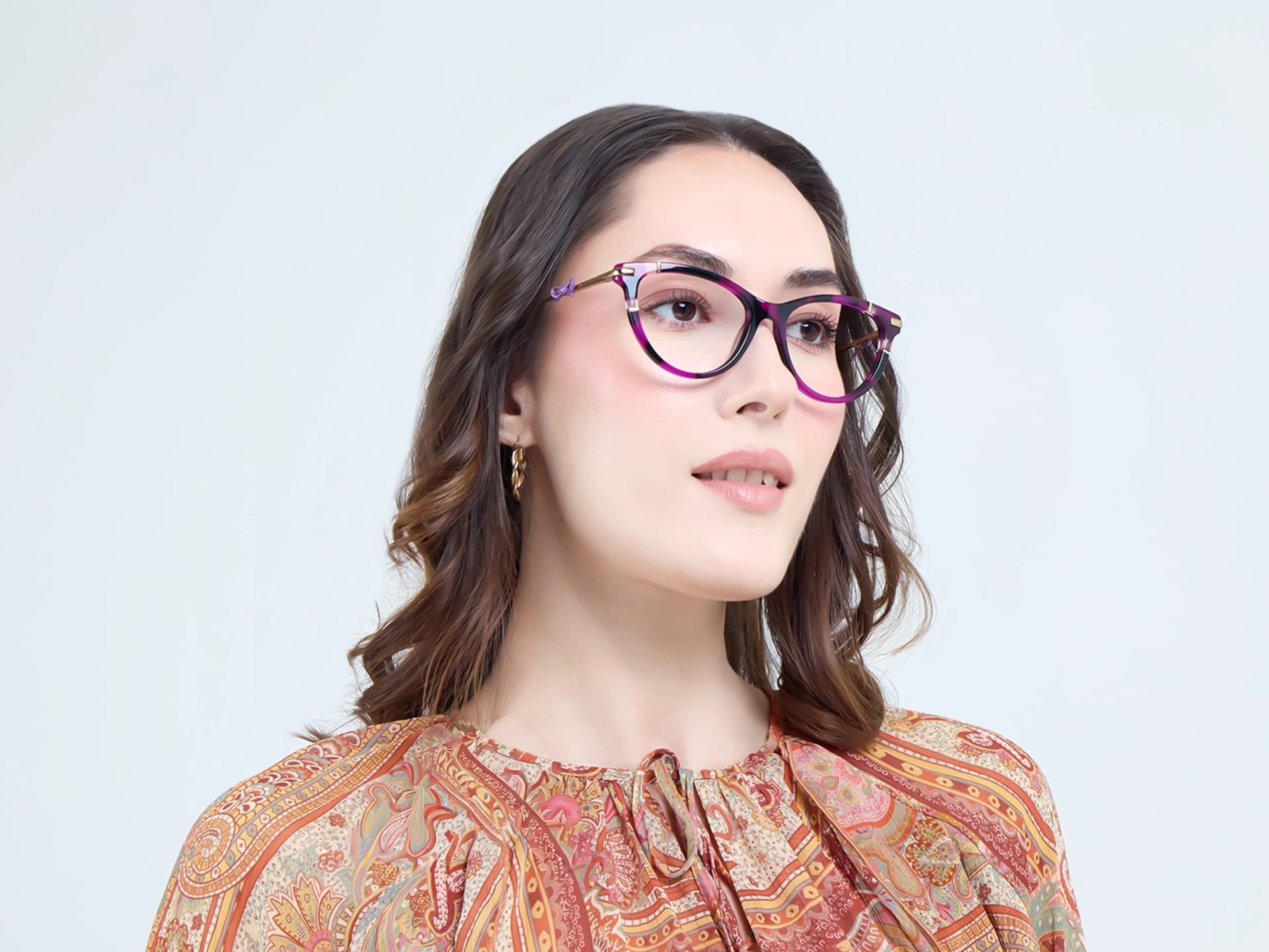 Purple Tortoise Fullrim Mixed Material Glasses