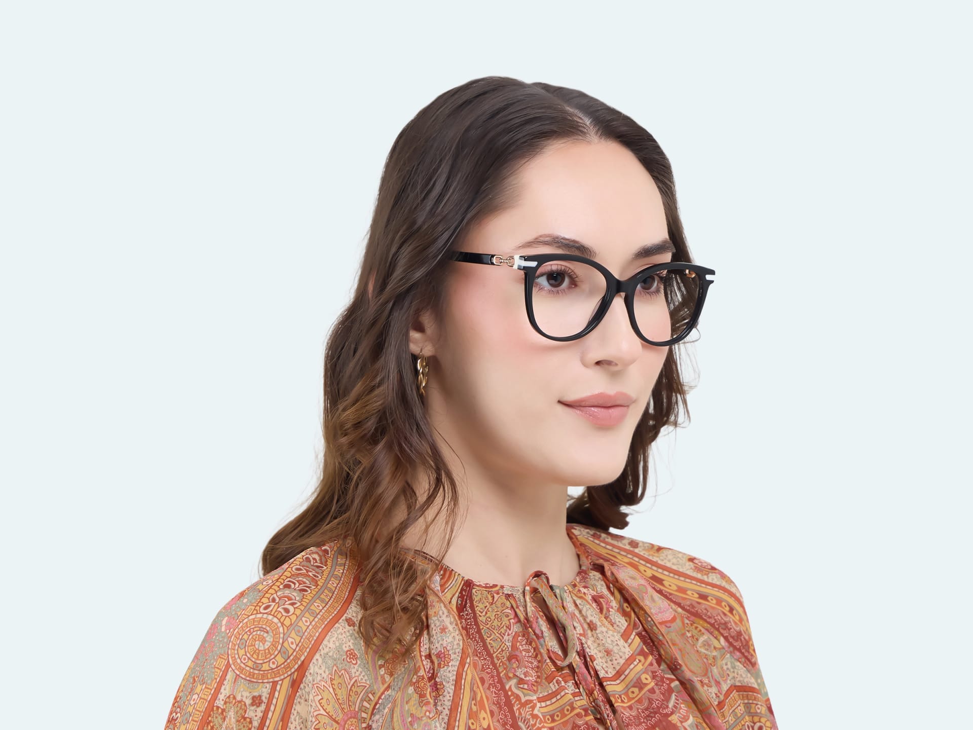 Black Square Cateye Fullrim Acetate Glasses