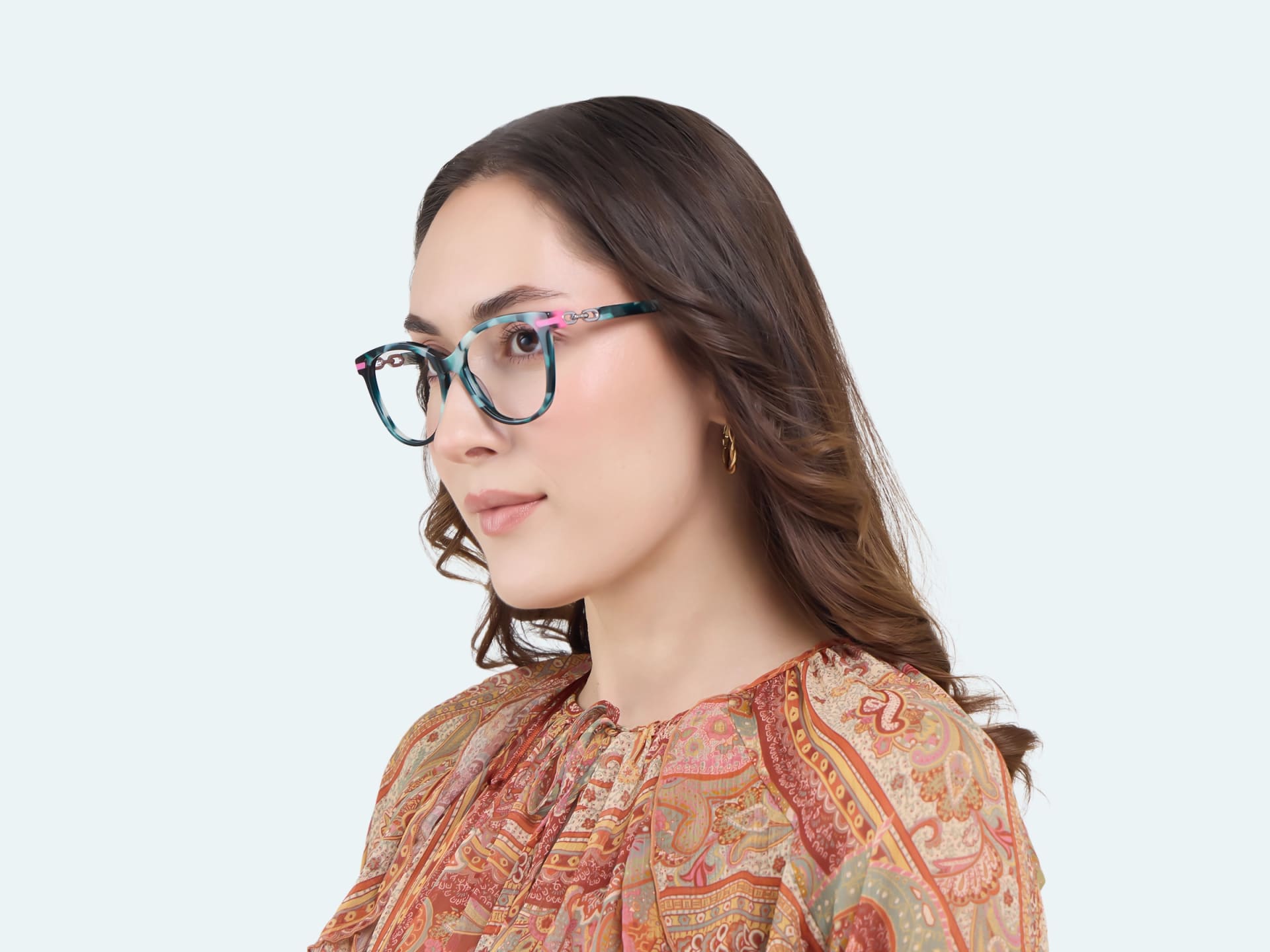 Green Tortoise Square Cateye Acetate Glasses