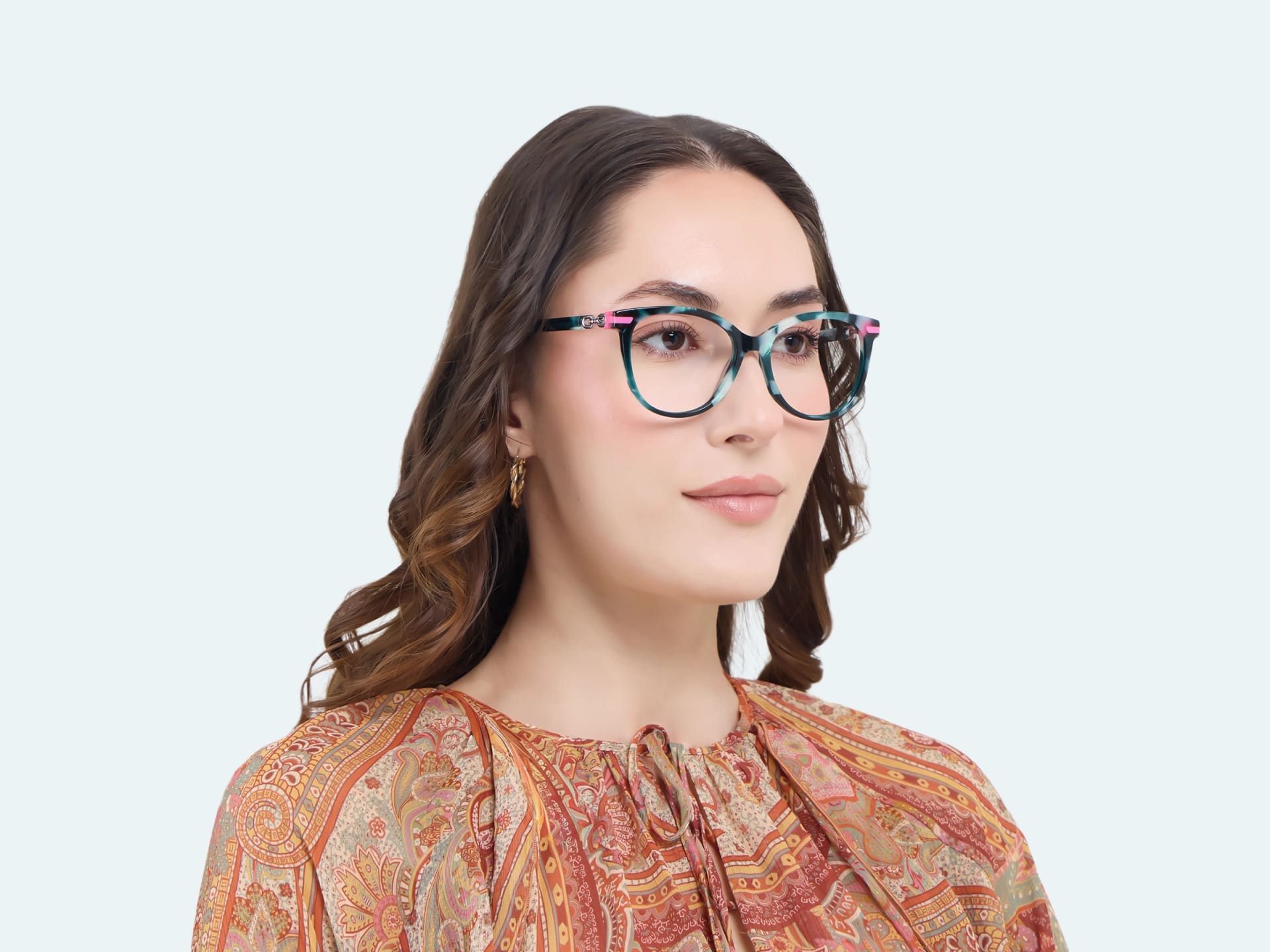 Green Tortoise Square Cateye Acetate Glasses