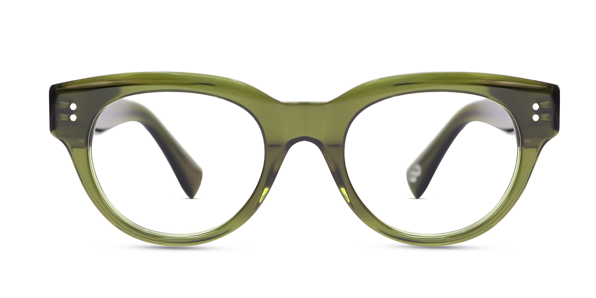 ELSWORTH Crystal Olive Green Cat-eye Oval Glasses Specscart