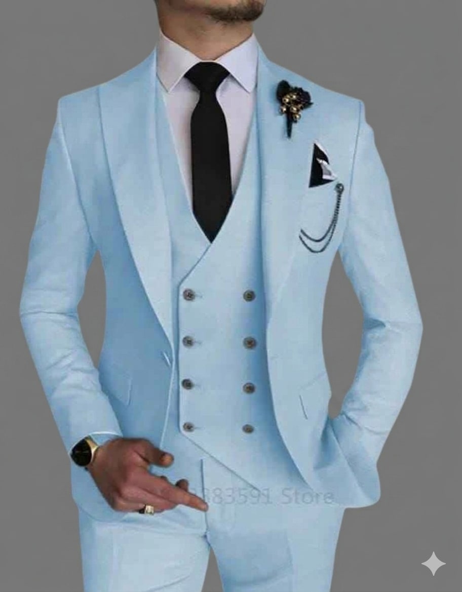 Single-breasted Cotton-blend 3Pcs Suit, photo 2
