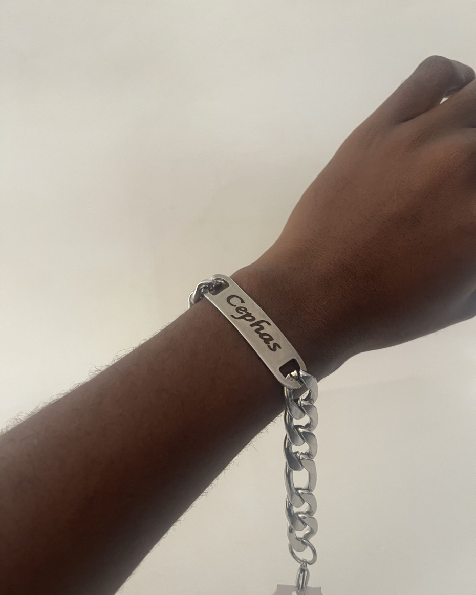ENGRAVE SILVER FIGARO CUBAN BRACELET