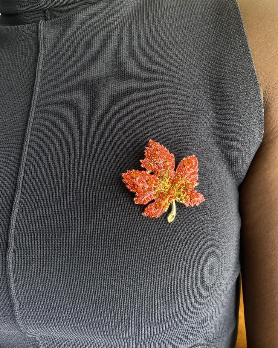 MAPPLE ORANGE BROOCH