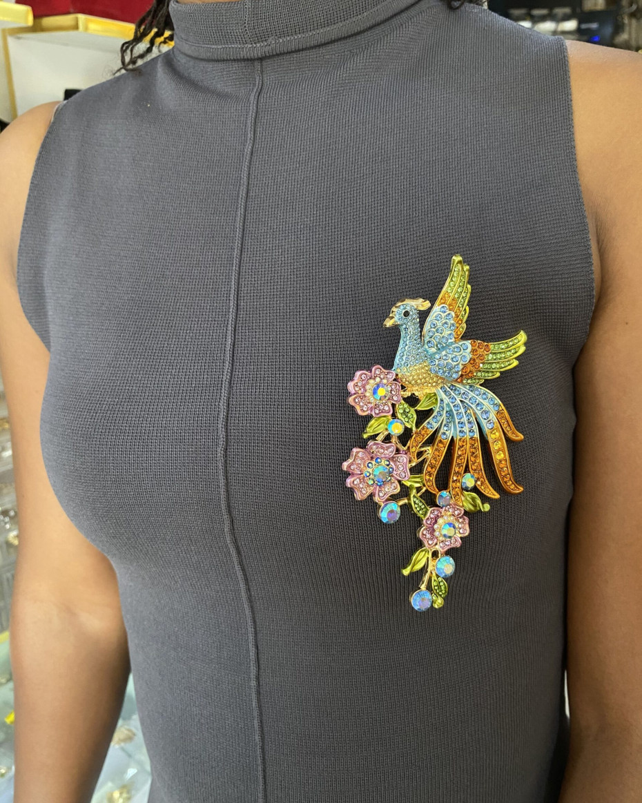 BOG PEACOCK BROOCH