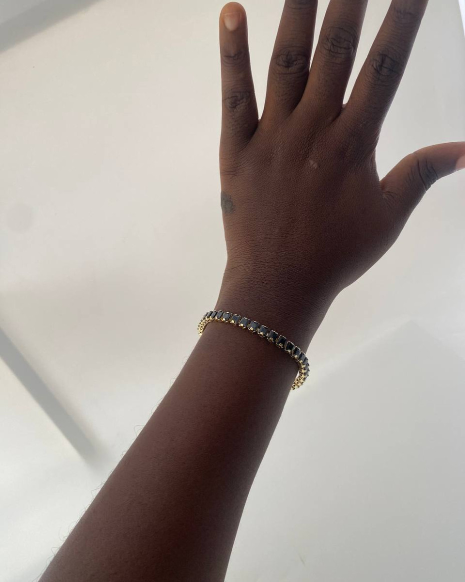 BLACK ROUND TENNIS BRACELET