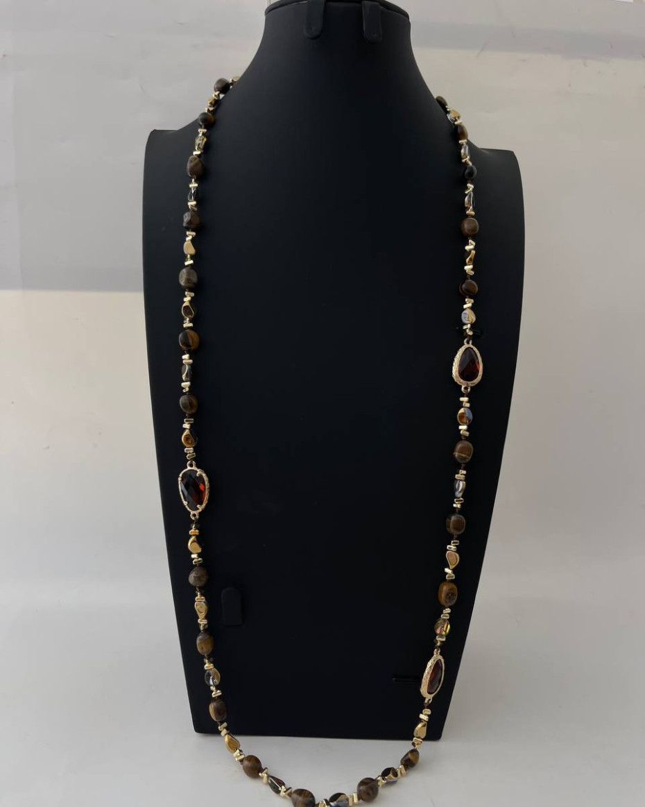 BROWN GEM LONG NECKLACE