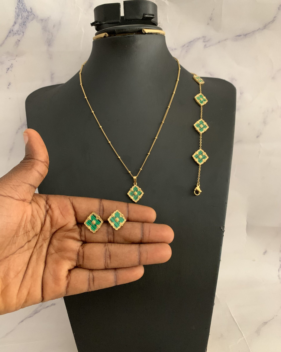 VANCLEF STAINLESS STEEL GREENGOLD SET