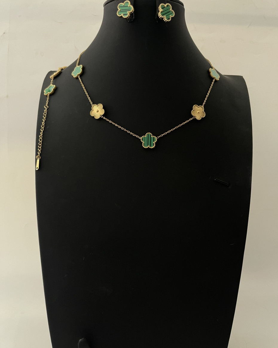 STAINLESS STEEL VANCLEF GREENGOLD SET