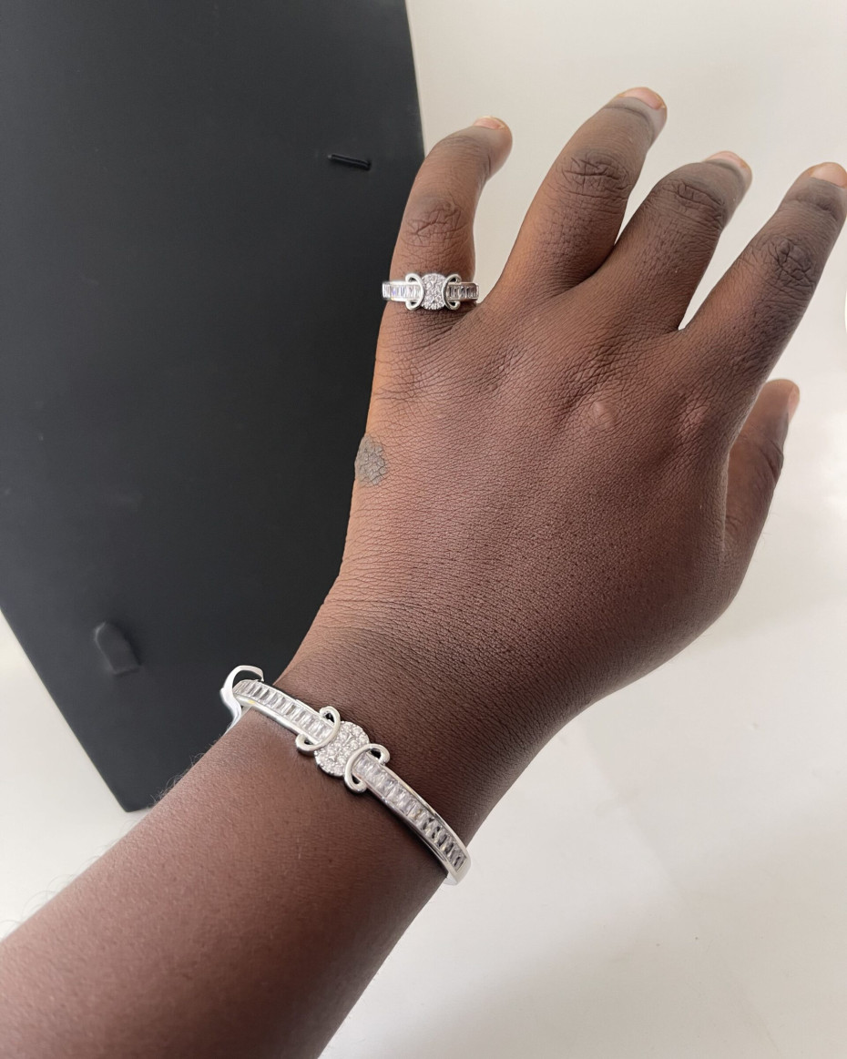 MINNA BANGLE AND RING SILVER