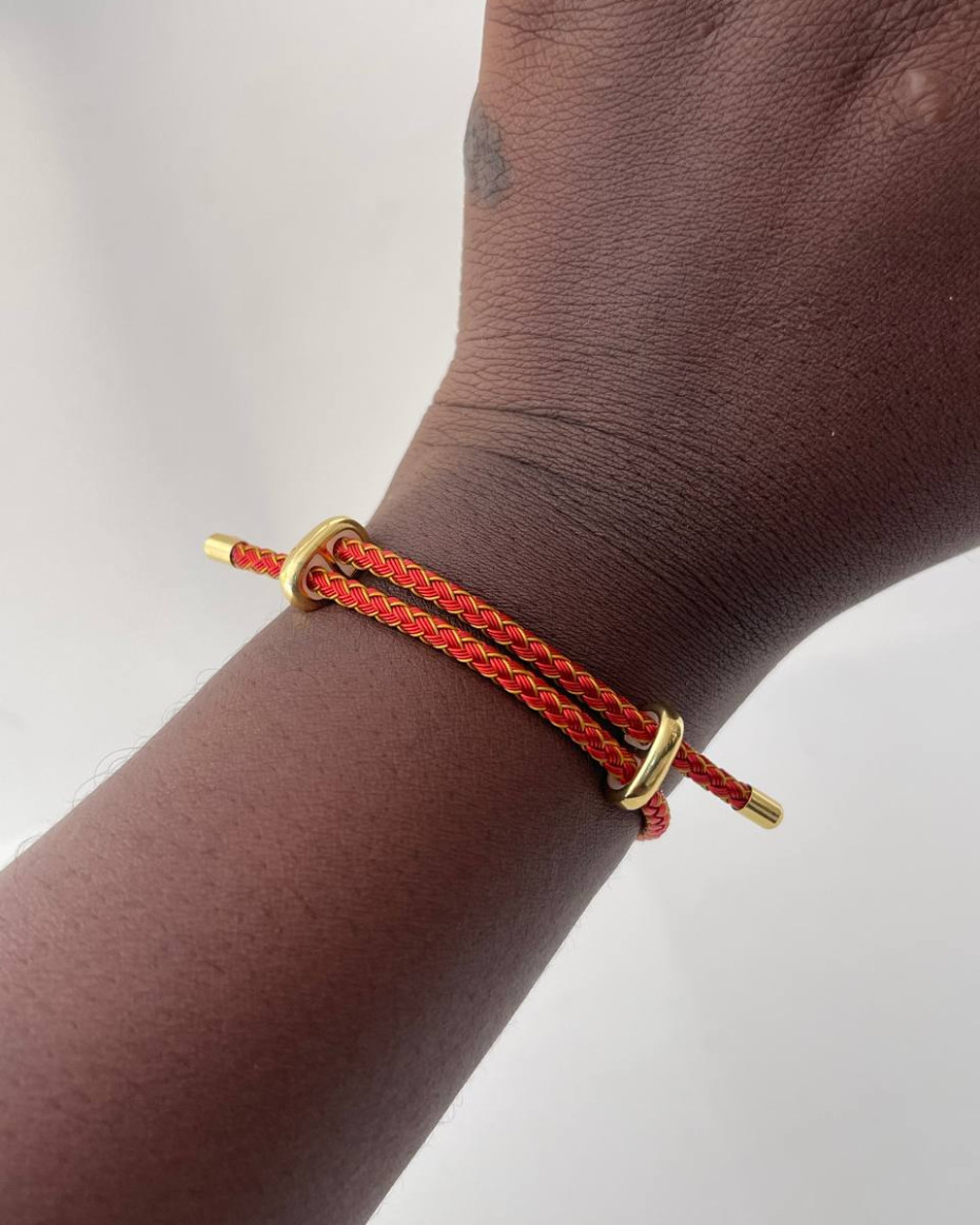 ORANGE AND GOLD ROPE BRACELET