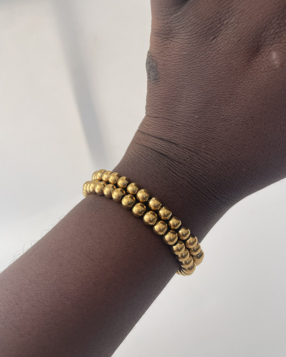 6MM GOLD BEAD BRACELET SS