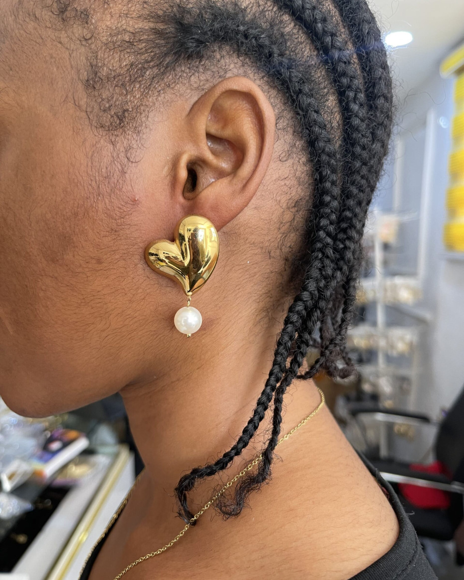 PEARL HEART EARRING, photo 2