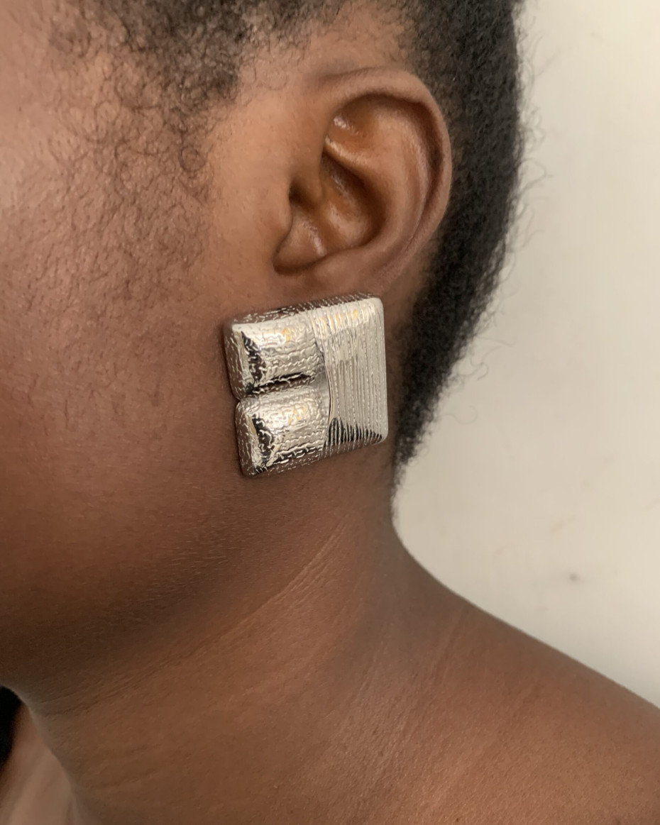 SQUARE STUD SILVER EARRINGS, photo 2