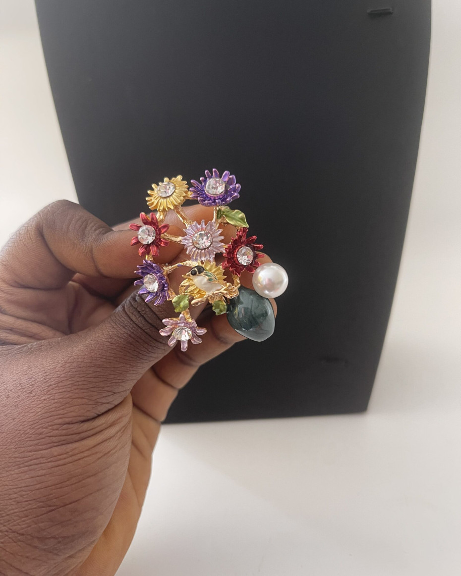 MULTI STONE VASE BROOCH, photo 2