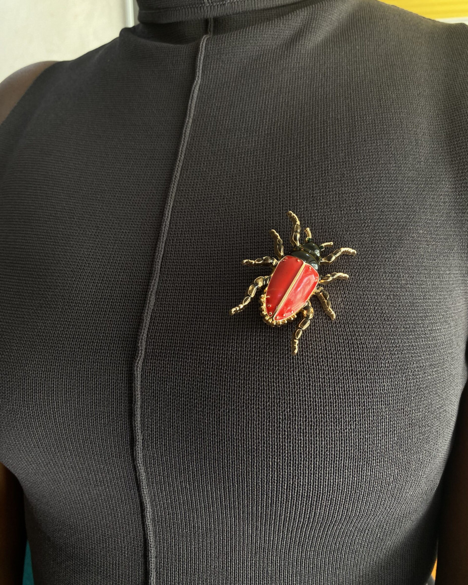BUG RED BROOCH