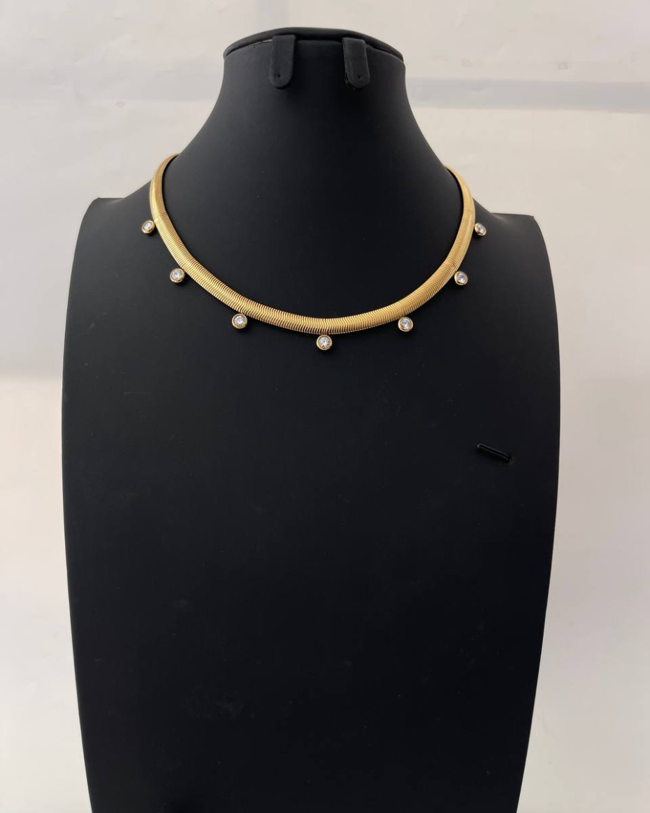 STONED HERRINGBONE NECKLACE
