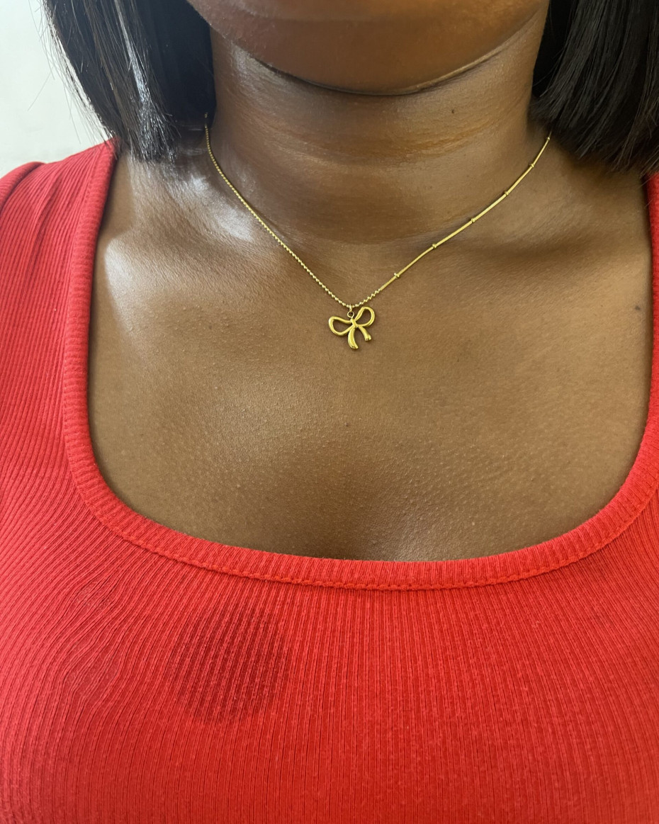 ATTACHED BALL BOW NECKLACE, photo 2