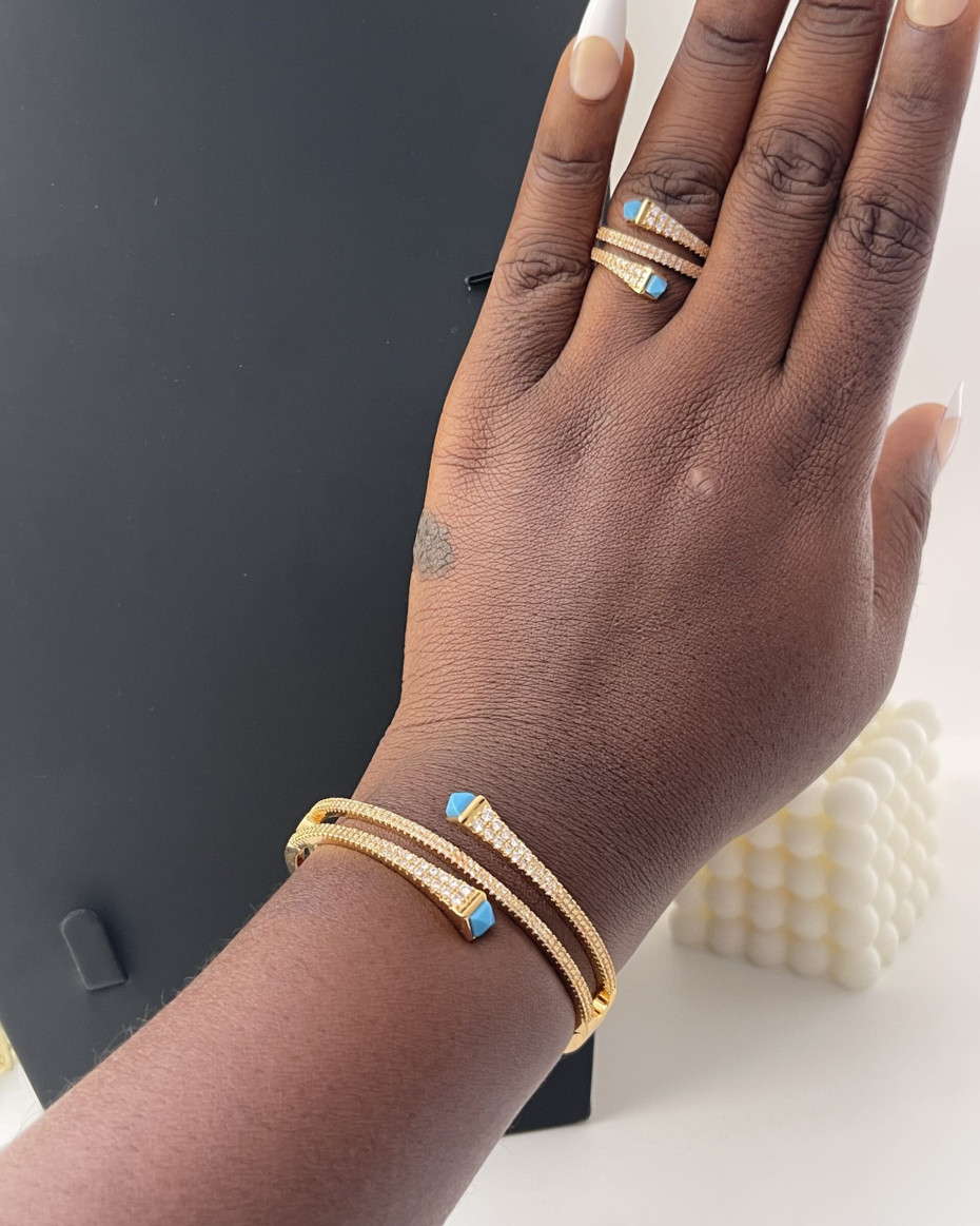 ZIRCONIA BLUE BANGLE AND RING