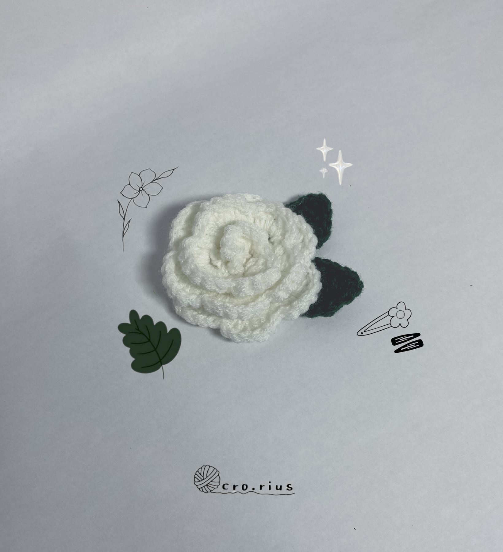 🌹Crochet Rose Hair clip