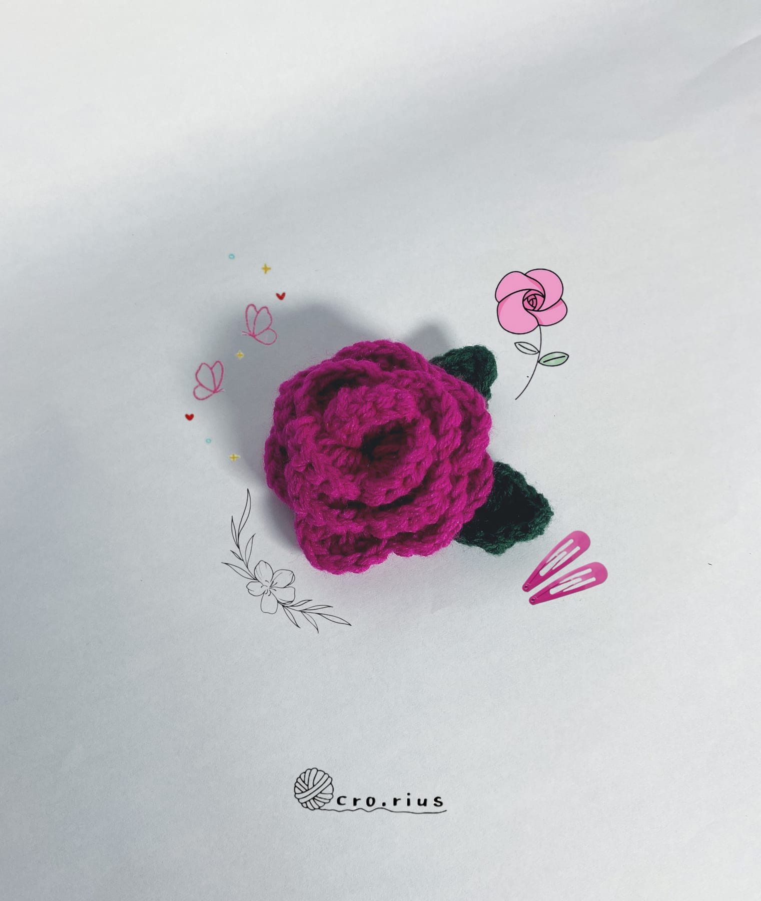🌹Crochet Rose Hair clip, photo 5