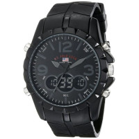 U.S. Polo Assn, Men's Classic Analog Watch with Leather Strap - Black (USW7778)