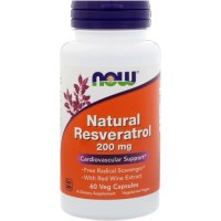Now Foods, Natural Resveratrol, Mega Potency, 200 mg - 60 Vcaps