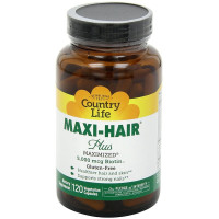 Country Life, Maxi Hair Plus 5,000 mcg Biotin - 120 VegiCaps