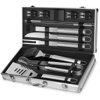 KGR, Professional Stainless Steel BBQ Tools with Storage Case (18-Piece Set)