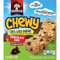 Quaker, Chewy Granola Bars, 25% Less Sugar, Chocolate Chip, 8 Ct - 6.7 oz (192 g)