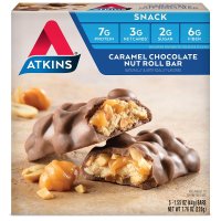 Atkins, Advantage, Caramel Chocolate Nut Roll, 5 Bars - 1.6 oz (44 g) each