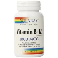 Solaray, Vitamin B-12, 1000 mcg - 90 Cherry Lozenges