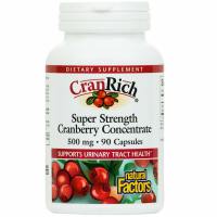 Natural Factors, CranRich, Super Strength, Cranberry Concentrate, 500 mg - 90 Capsules