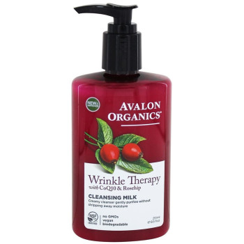 Avalon Organics, Wrinkle Therapy, with CoQ10 & Rosehip, Cleansing Milk - 8.5 fl oz (251 ml)