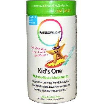 Rainbow Light, Kid's One, Food-Based Multivitamin, Fruit Punch - 90 Tablets