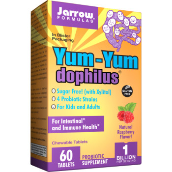 Jarrow Formulas, Yum-Yum Dophilus, Natural Raspberry Flavor - 60 Chewable Tablets