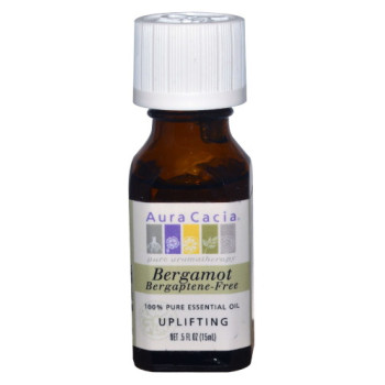 Aura Cacia, 100% Pure Essential Oil, Bergamot, Bergaptene-Free, Uplifting - 0.5 fl oz (15 ml)