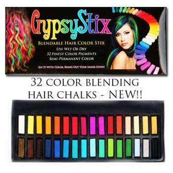 32 Color Hair Chalk Set, Lasts up to 3 Day, Blendable Pastel and Primary Colors, for All Hair Types, Sets in 60 Seconds