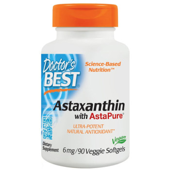 Doctor's Best, Astaxanthin With AstaPure, 6 mg - 90 Veggie Softgels