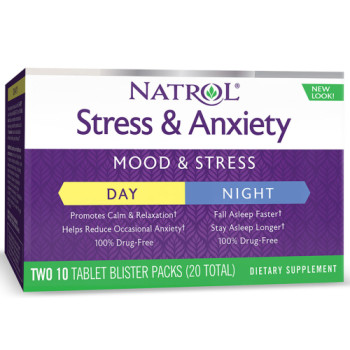 Natrol, Stress & Anxiety, Day & Nite - 10 Tablets Each