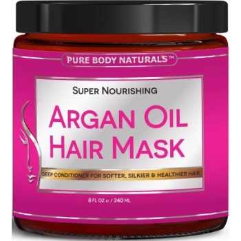 Pure Body Naturals, Deep Conditioner for Damaged & Dry Hair, Argan Oil Hair Mask - 8 oz.