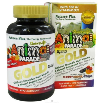 Nature's Plus, Animal Parade Gold, Children's Chewable Multi-Vitamin & Mineral Supplement, Natural Assorted Flavors - 120 Animals